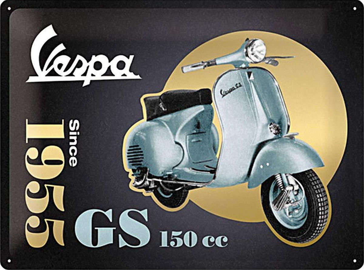 BLECHSCHILD 30/40 cm Vespa GS 150 Since 1955 - Multicolor, Metall (40/30/0.2cm) - Nostalgic-Art