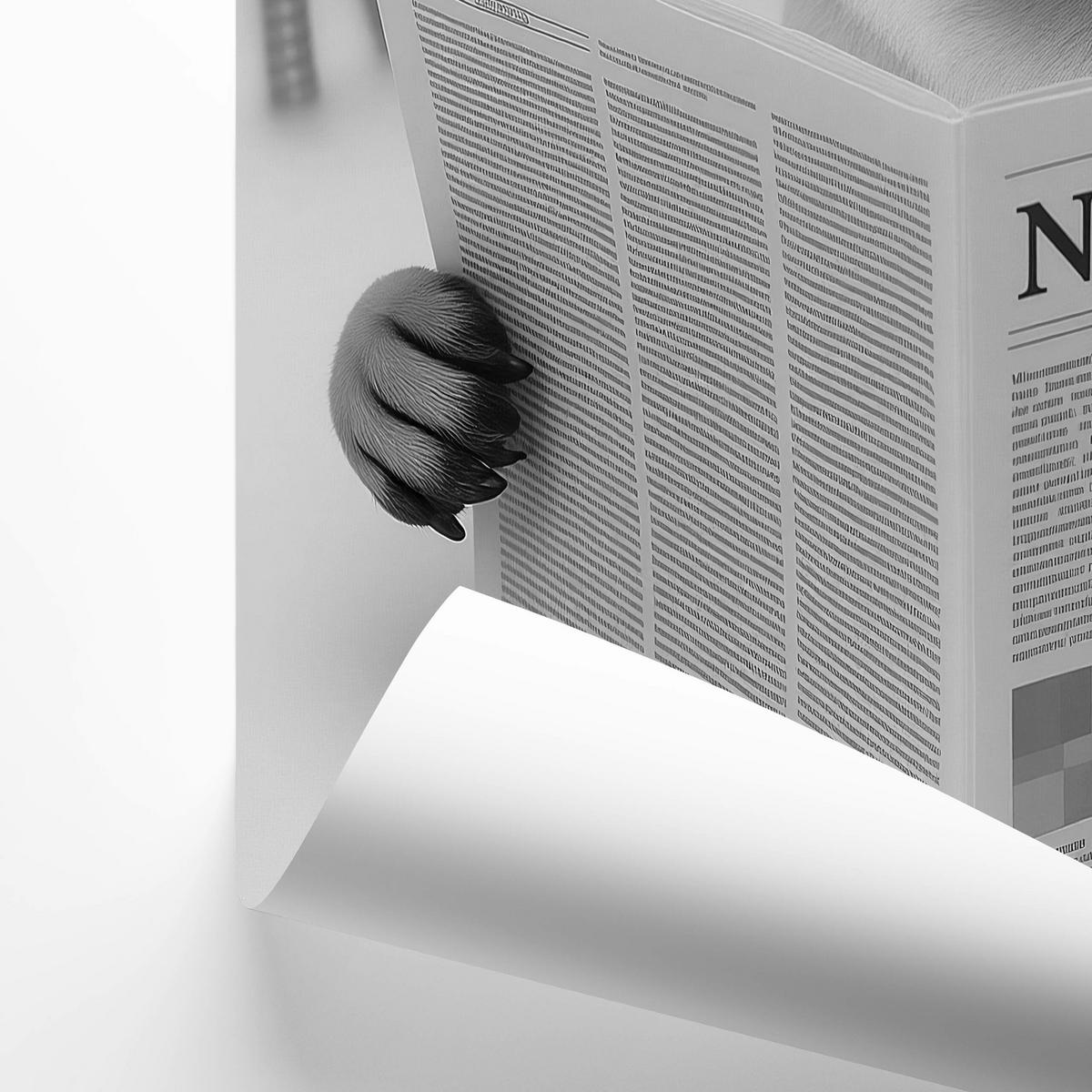 POSTER Badezimmer WC Mops Badewanne Zeitung Abstraktion 30x40cm - Schwarz/Weiß, Papier (30/40/1cm) - Muralo