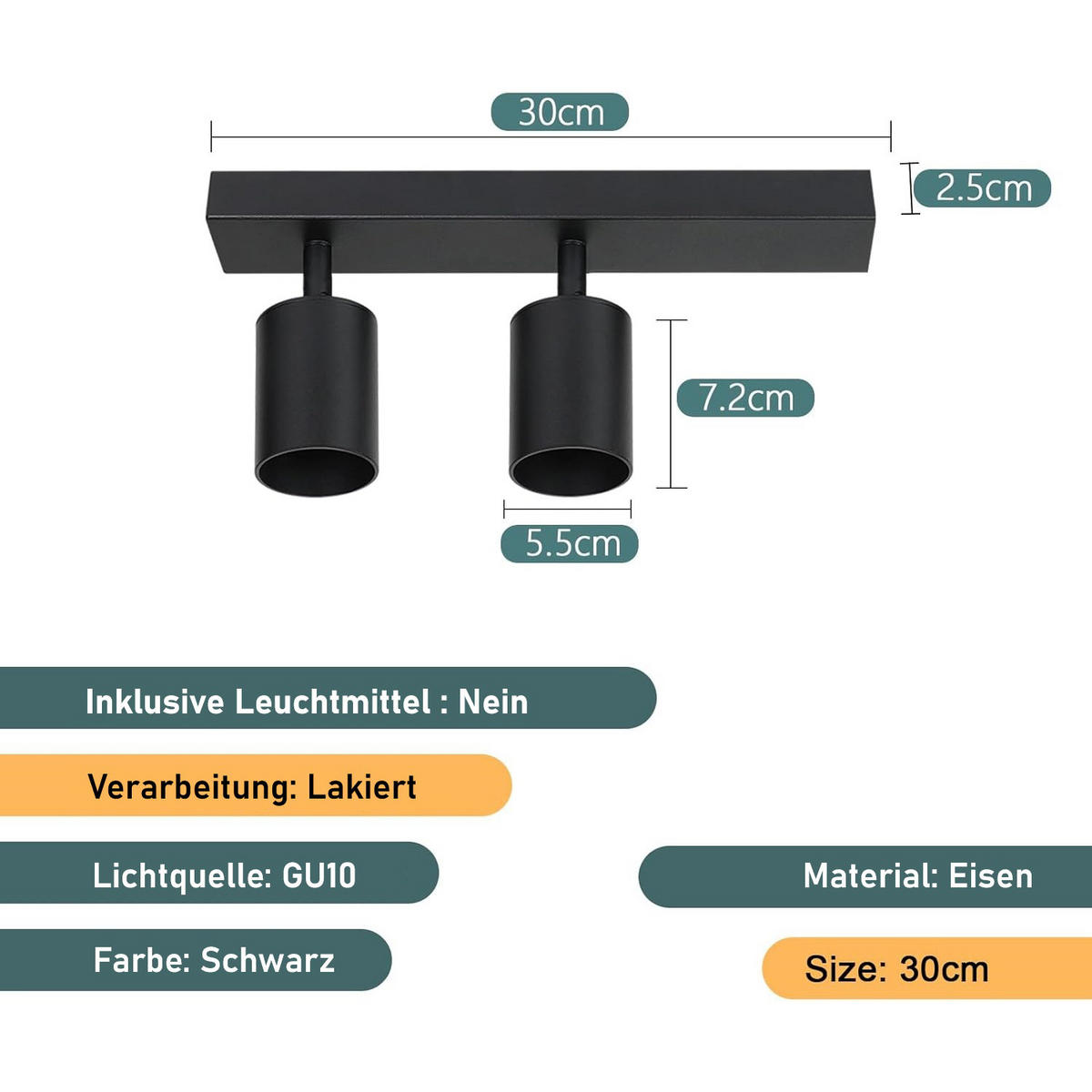 STRAHLER Glanz 30/6/10 cm - Schwarz, Metall (30/6/10cm) - Nettlife