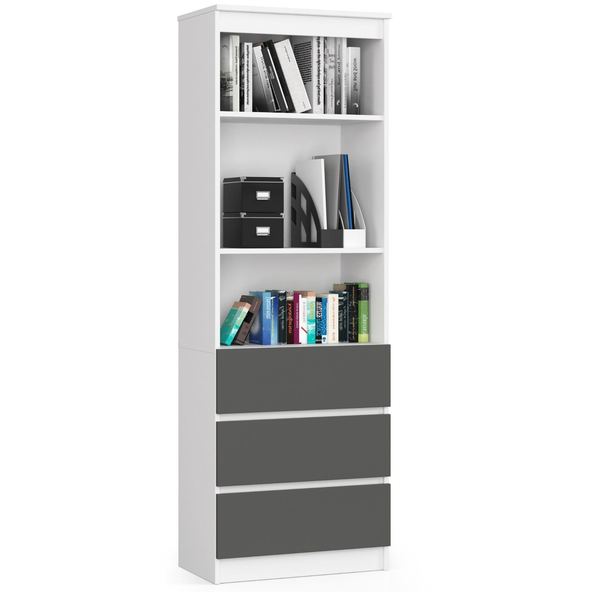RAUMHIRSCH FURNITURE STOJANOVÝ REGÁL bílý, grafitově šedý 180/60/35
