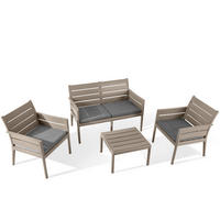 GARTENMÖBEL-SET MITTU 4-tlg, Beige/Braun - Beige/Braun, Kunststoff - KONSIMO®