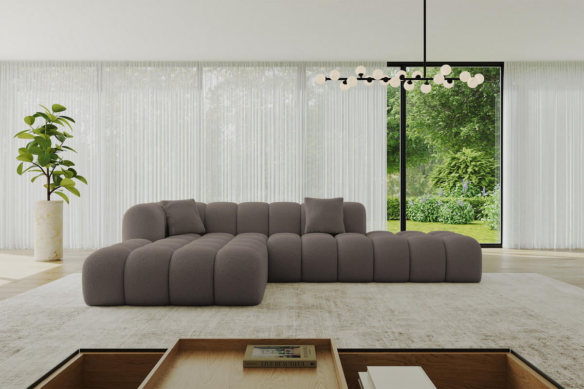 ECKSOFA Ottomane Links OLEA-L2 - 289x176x71 cm Braun - Dunkelbraun/Schwarz, Holzwerkstoff/Kunststoff (289/176cm)