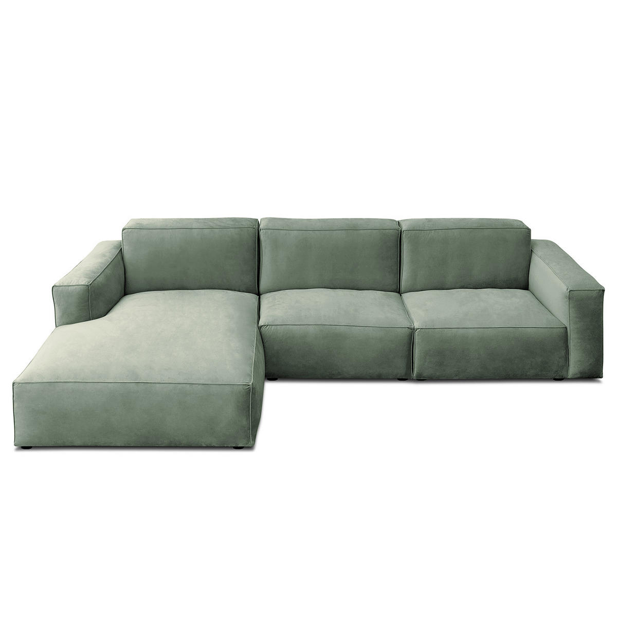 ECKSOFA mit Longchair - Schwarz/Mintgrün, Kunststoff/Textil (345/170cm) - home24