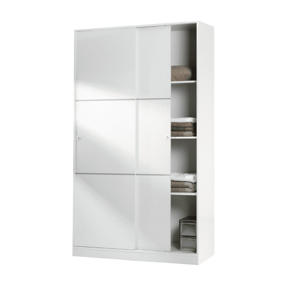SCHRANK mit 2 Schiebetüren, Weiß 120/200/50 cm - Weiß, Holzwerkstoff (120/200/54cm) - Calicosy