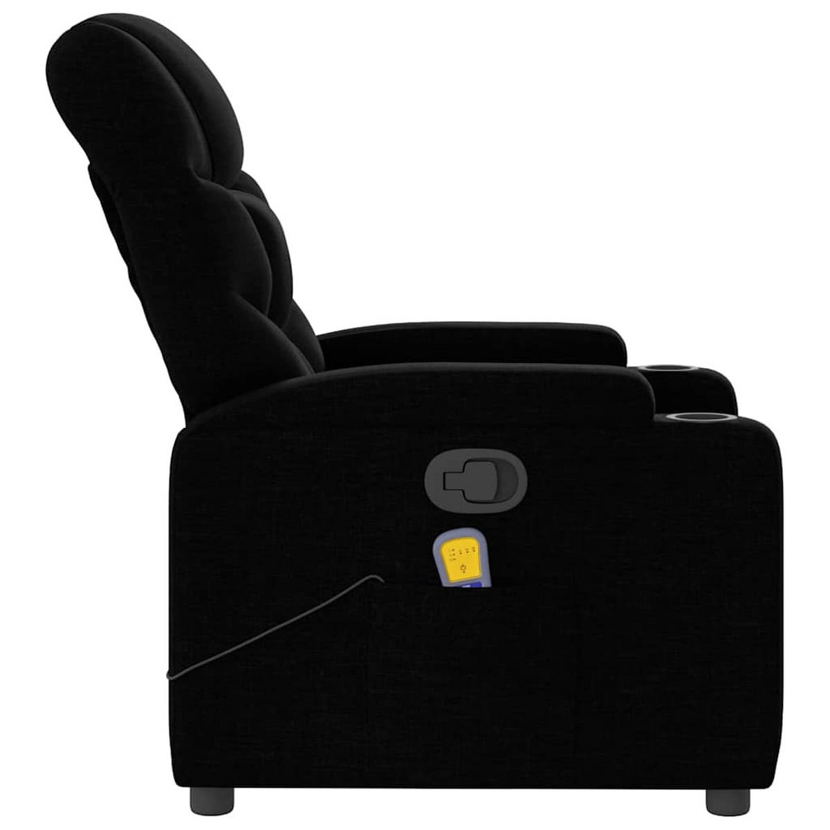 MASSAGESESSEL Liegen Armlehnen 74/89/100 cm Schwarz Stoff - Schwarz, Textil (89/100/74cm) - vidaXL