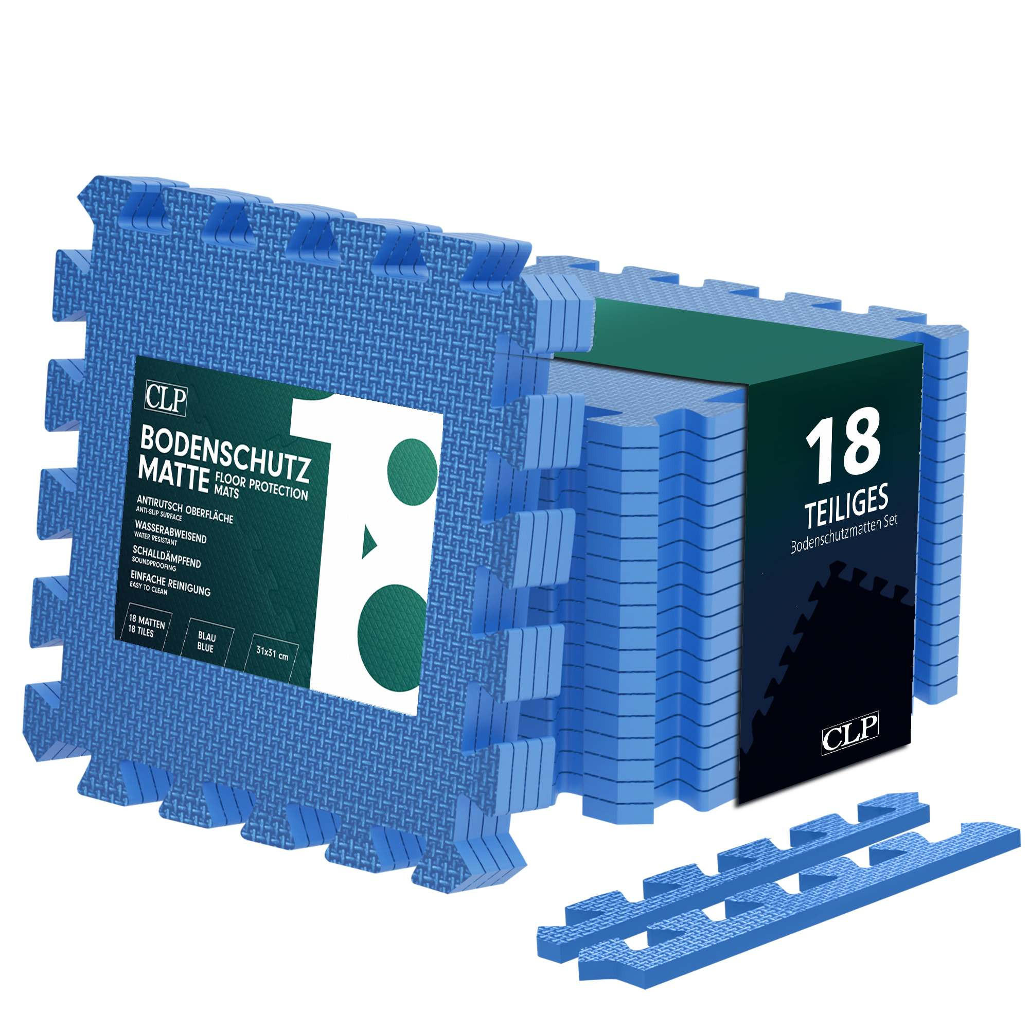BODENSCHUTZMATTE 18er-Set Blau - Blau, Kunststoff (30/30cm) - CLP