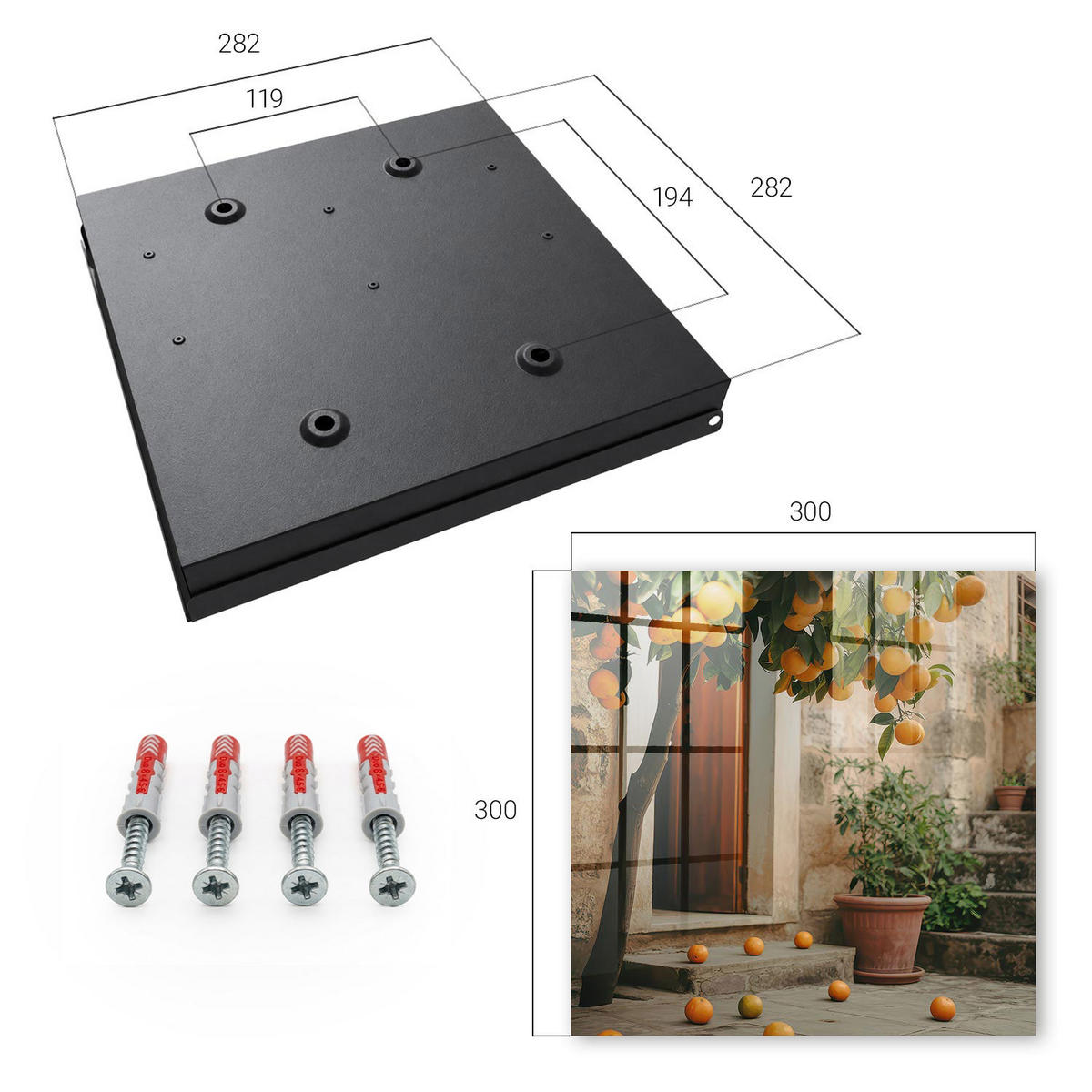 SCHLÜSSELBOX Schwarz 30x30 cm- Türöffnung nach rechts - Gemütliche Terrasse - Orange, Metall (30/30/5cm) - TULUP