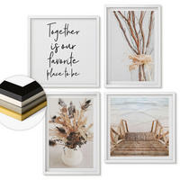 WANDBILDER 4er-Set - 50x50 cm & 40x60 cm Weißer Rahmen - Blumenzweige Minimalismus Natur - Weiß, Kunststoff (50/50cm) - ArtPrintCave