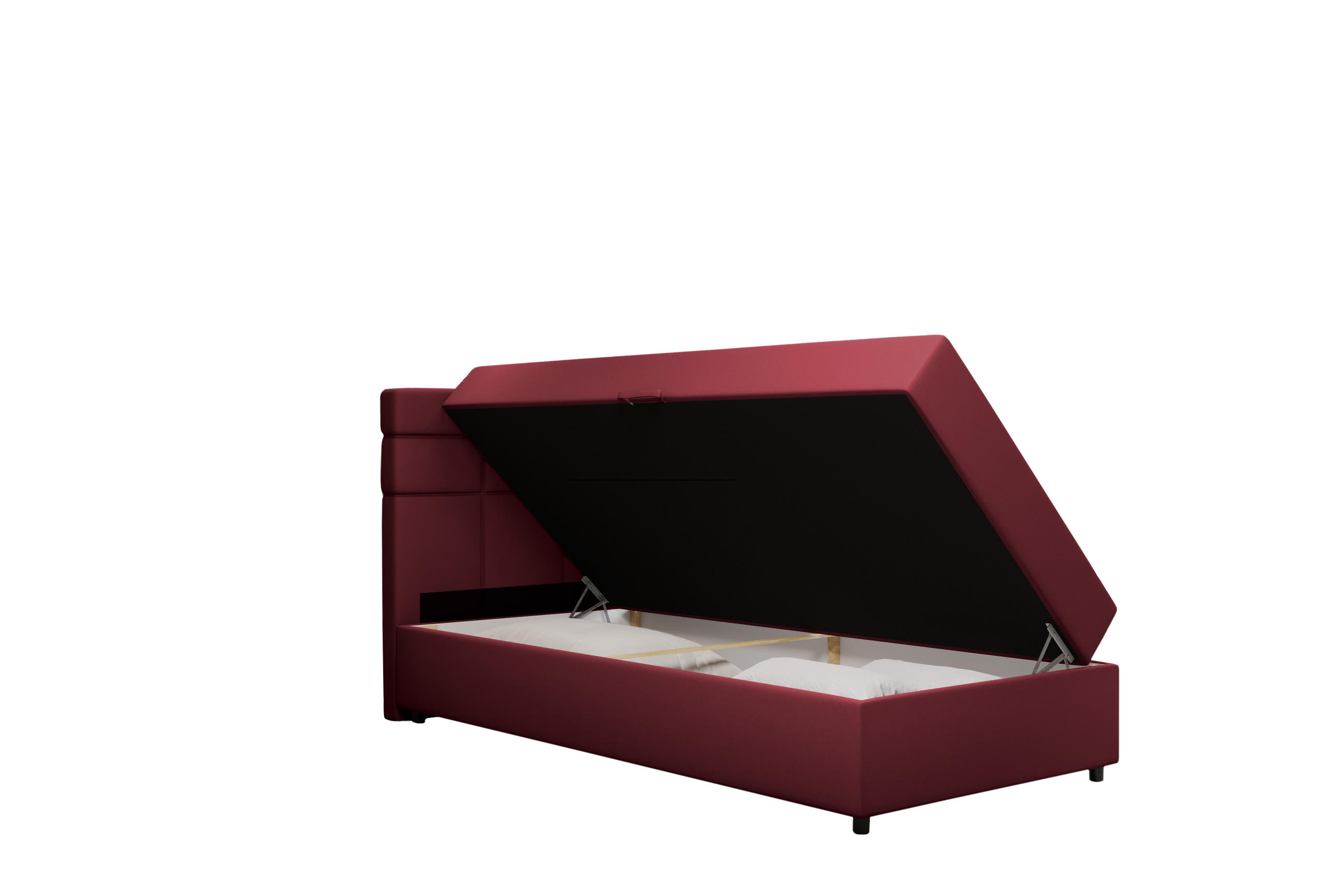 BOXBETT Reve 100 x 200 cm mit Bettkasten und Lattenrost ohne matratze - rot - Rot, Holz (100/206cm) - Panda Möbel