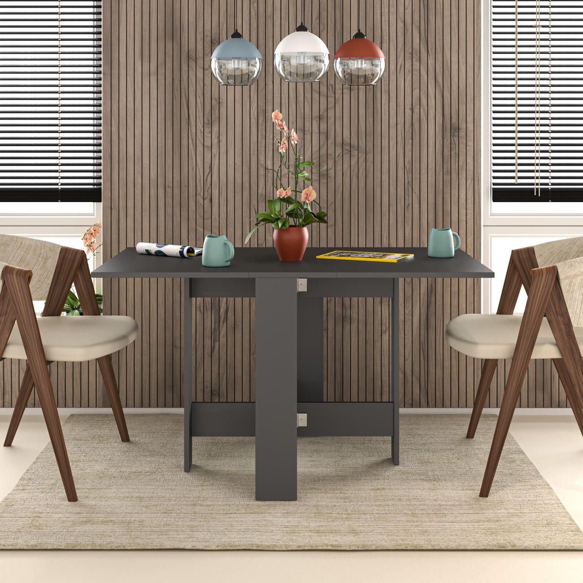 KLAPPTISCH Artemio Anthrazit 130/76/73,4 cm - Anthrazit, Holzwerkstoff (76/130/73.4cm) - Decortie
