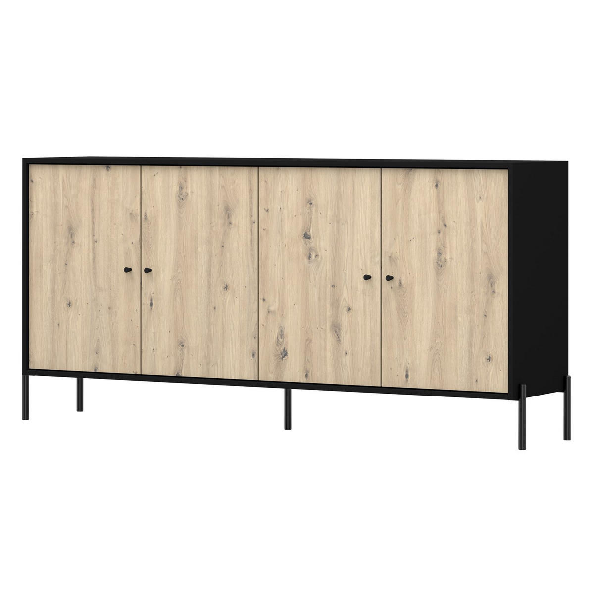 SIDEBOARD Raviero Schwarz/Artisan Eiche, 200 cm - Beige/Schwarz, Holzwerkstoff/Metall (200/98/40cm) - Selsey