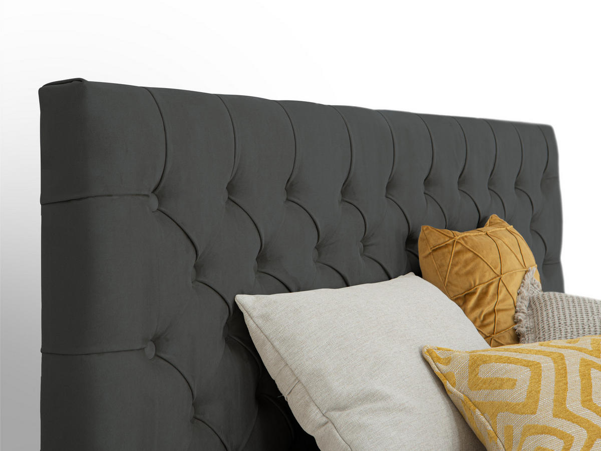 BOXSPRINGBETT Victoria Anthrazit 160 /200 cm H2/H3 Samt - Anthrazit, Textil (160/200cm) - wonello