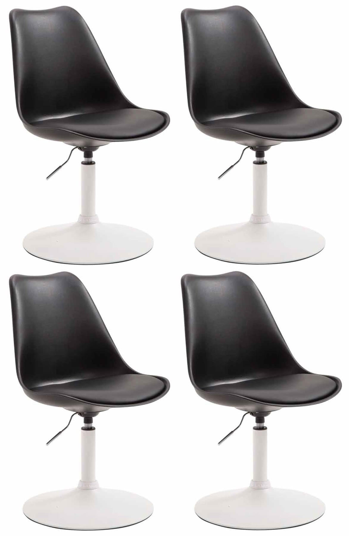 DREHSTUHL 4er Set Kunststoff schwarz - Schwarz/Weiß, Kunststoff/Metall (48/76/57cm) - CLP