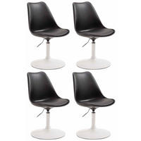 DREHSTUHL 4er Set Kunststoff schwarz - Schwarz/Weiß, Kunststoff/Metall (48/76/57cm) - CLP