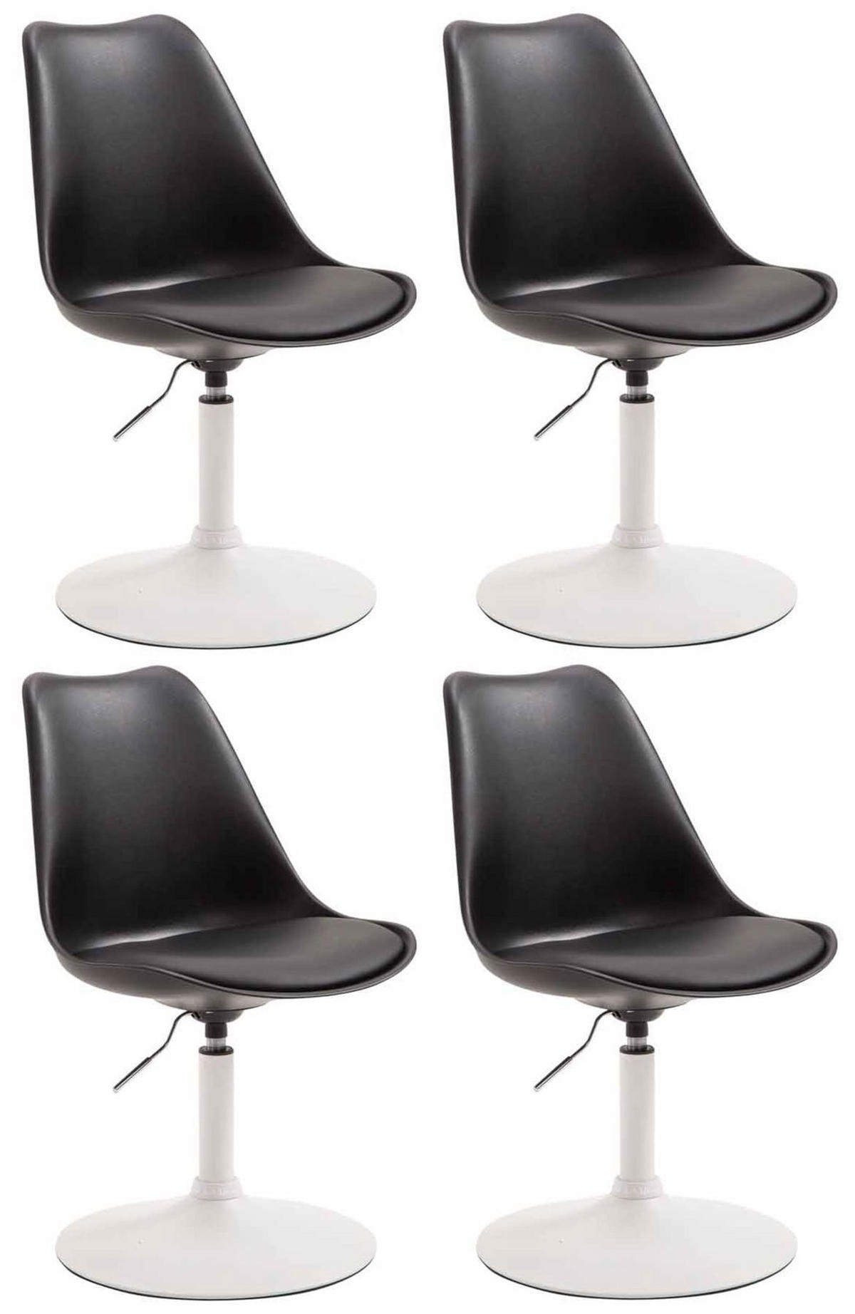 DREHSTUHL 4er Set Kunststoff schwarz - Schwarz/Weiß, Kunststoff/Metall (48/76/57cm) - CLP
