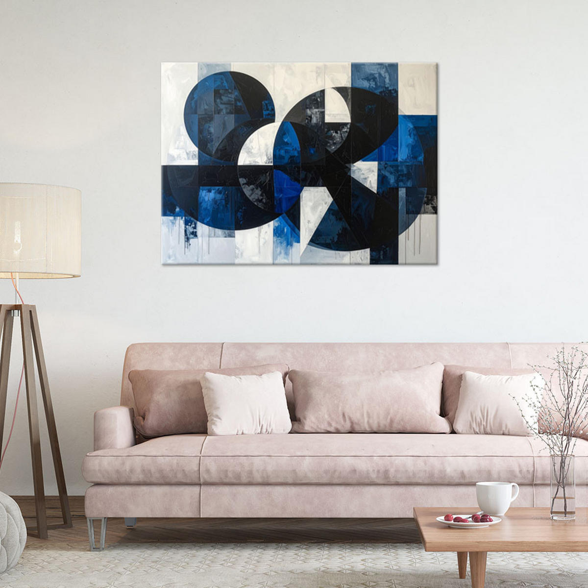 LEINWANDBILD 3D und geometrisch 120x80cm - Blau, Textil (120/80cm) - Feeby