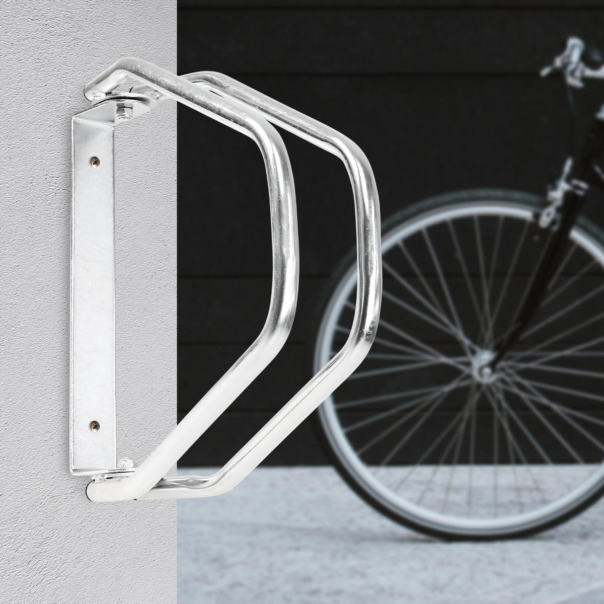 FAHRRADSTÄNDER Silber Wandmontage Metall schwenkbar 180° 32,5 cm - Silberfarben, Metall (9/28.5/32.5cm) - Relaxdays