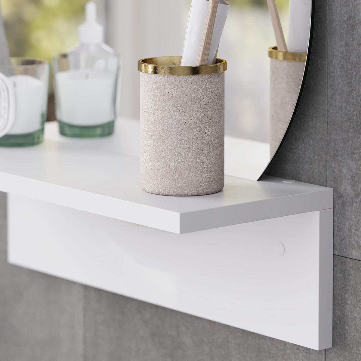 BADEZIMMERSPIEGEL Elyra Weiß 40 x 47.5 cm mit Ablage - Weiß, Holzwerkstoff (40/47.5/15cm) - Vicco