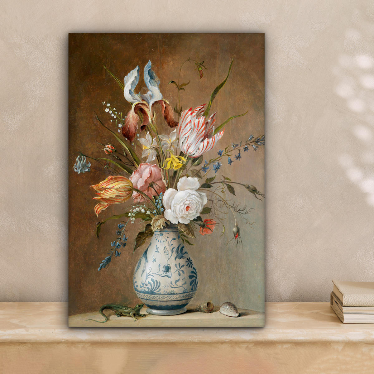LEINWANDBILD Alte Meister - Blumen - Balthasar van der Ast 20x30 cm - Hellbraun, Textil (20/30cm) - MuchoWow