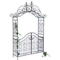 ROSENBOGEN mit Tor Pforte aus Metall 282 x 160 cm - Grau, Metall (160/282/45cm) - DanDiBo
