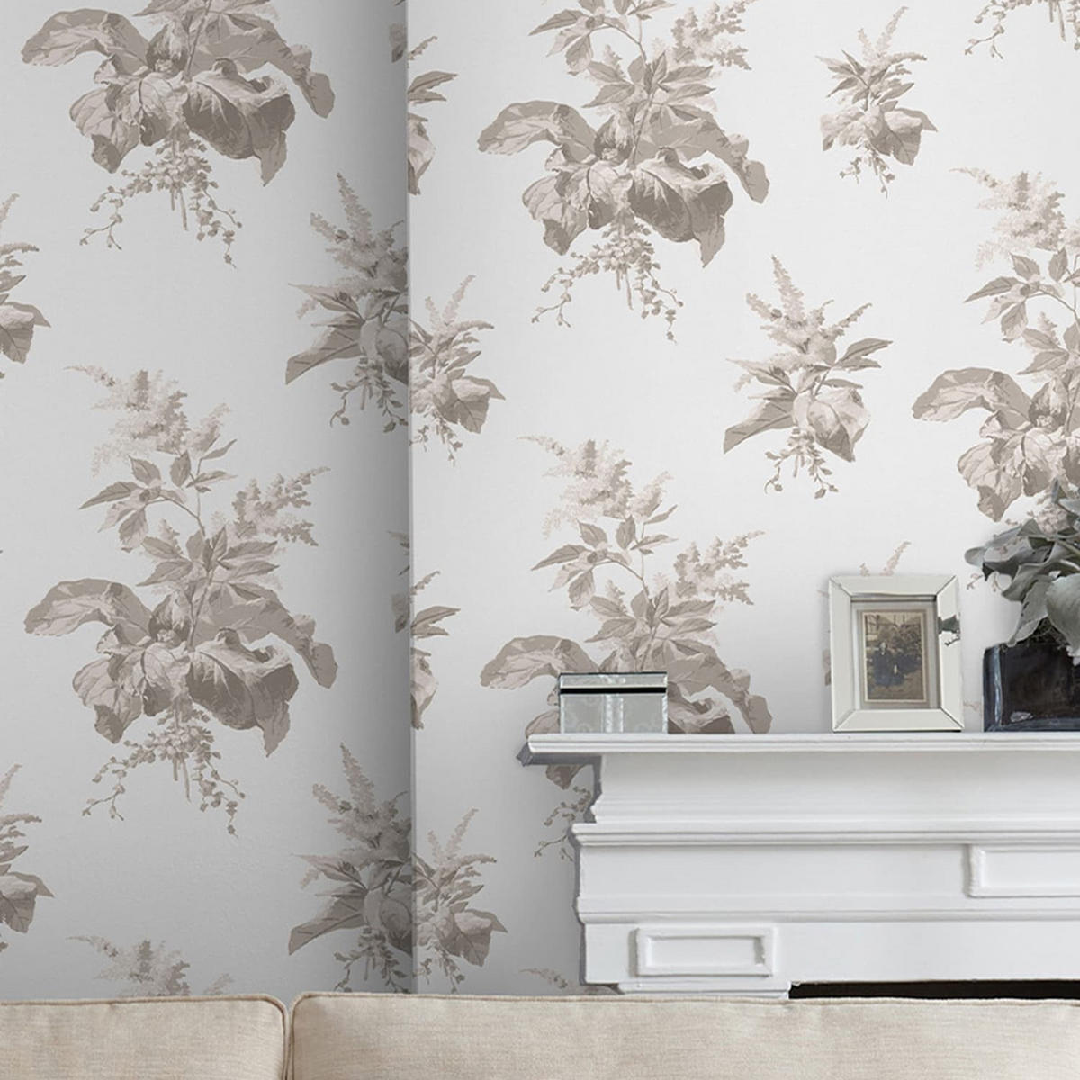 VLIESTAPETE Narberth Taubengrau | Beige Grau | Blumen | 10mx52cm - Grau, Papier/Kunststoff (52/1000cm) - Graham & Brown