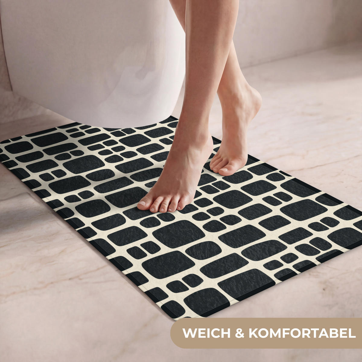 WC PŘEDLOŽKA Moderní - organické - černé 50x80 cm - antracitová, textil/plast (50/1cm) - OnlyWow