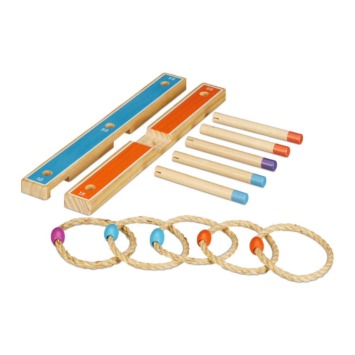 RINGWURFSPIEL - Multicolor, Holz/Textil (40/40cm) - Relaxdays