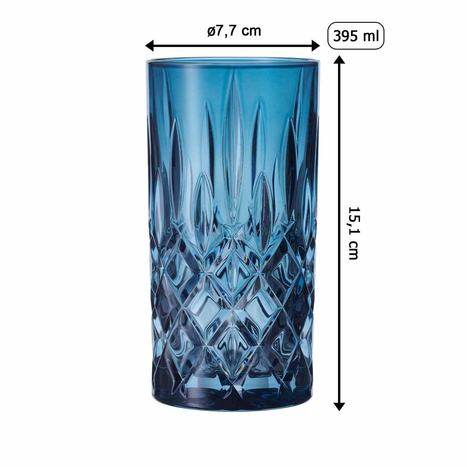 LONGDRINKGLÄSER Noblesse Vintage Blue 395 ml 4er Set - Blau, Glas (0.395L) - Nachtmann