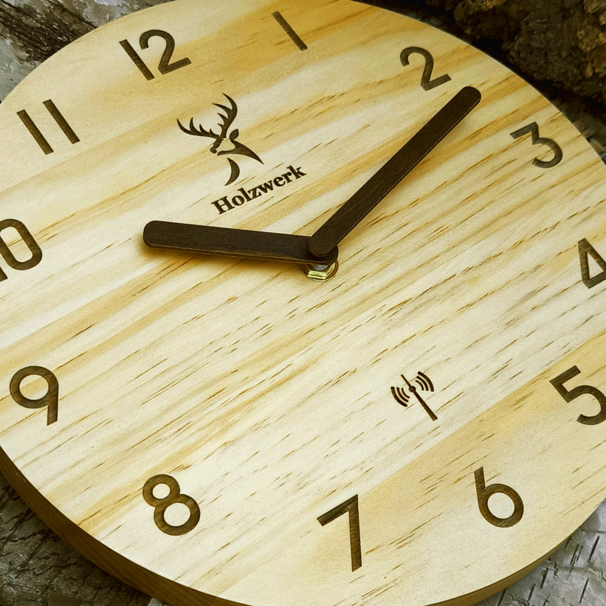 WANDUHR Holz Designer WEILBURG (FUNK) Loft Wand Uhr, beige - Beige/Braun, Holz (25/25/2.2cm) - Holzwerk