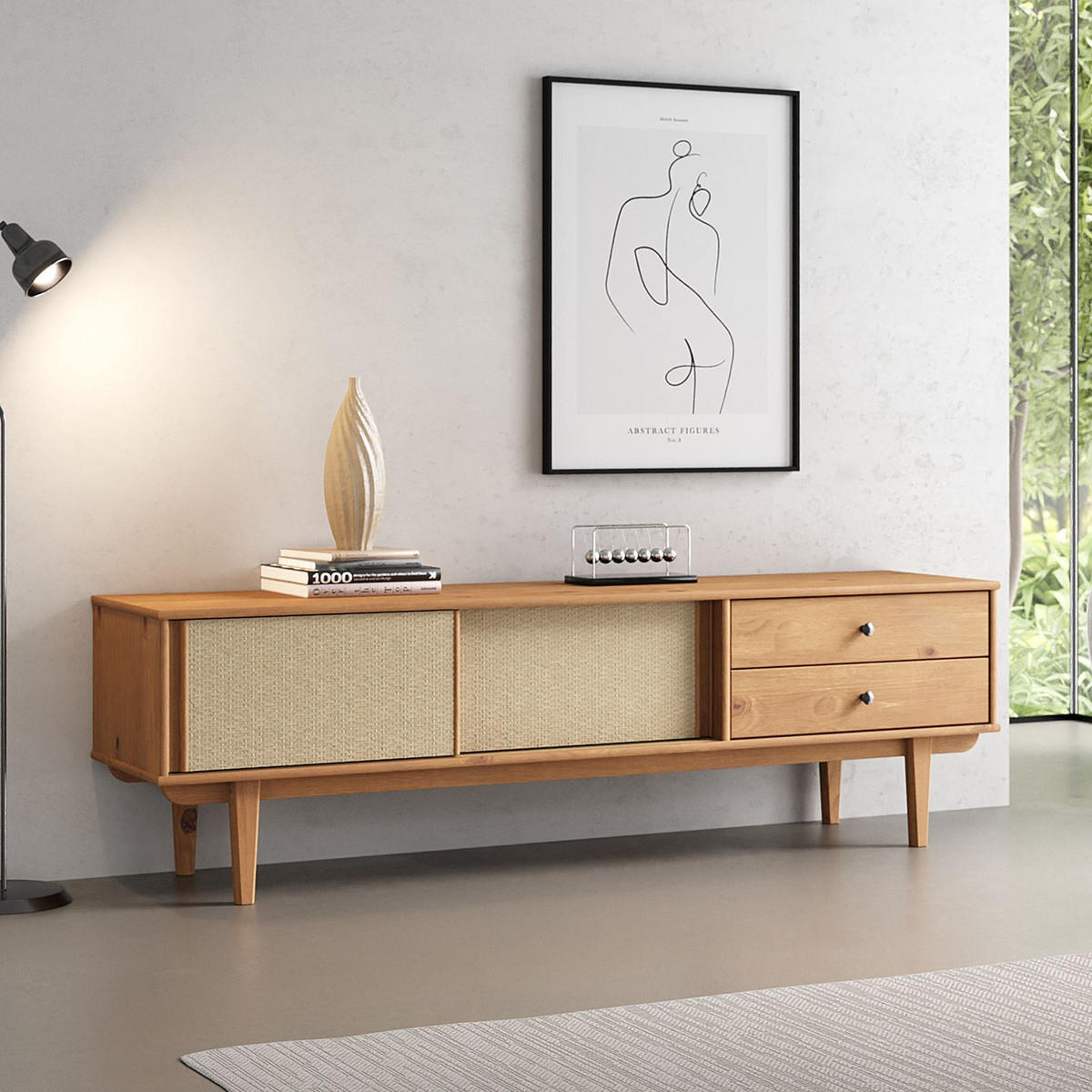 LOWBOARD SIMONA - Eichefarben, Holz (175/52/41cm) - IDIMEX