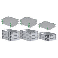 EUROBOX 8x Nextgen Economy Mit Auflagedeckel Grau/Grün Griffe Offen 23 Liter - Grün, Kunststoff (40/12/60cm) - PROREGAL