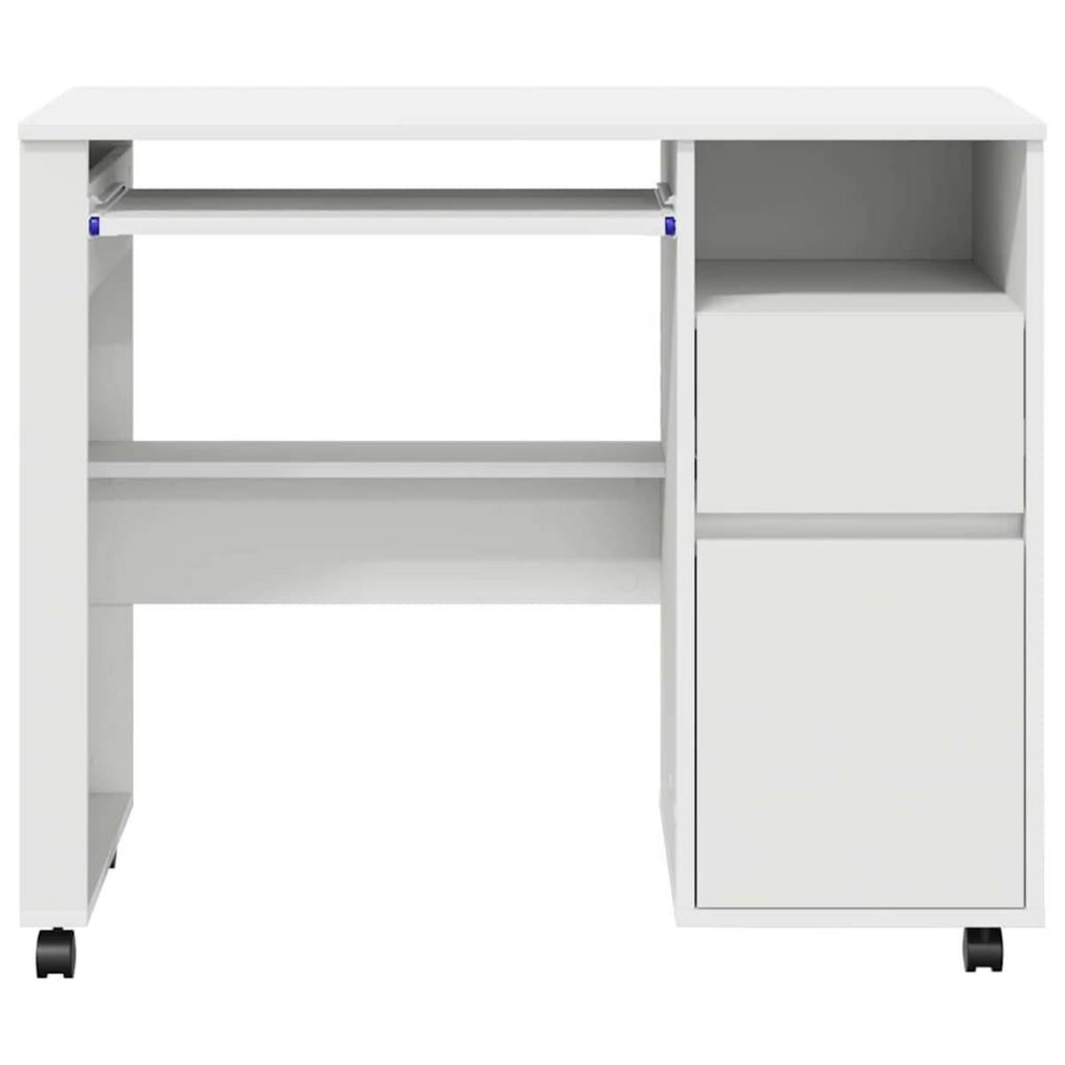TISCH Mit Rädern Mit Regal Weiss 91/50/77 Cm Holzwerkstoff - Weiß, Holzwerkstoff (91/50/77cm) - vidaXL
