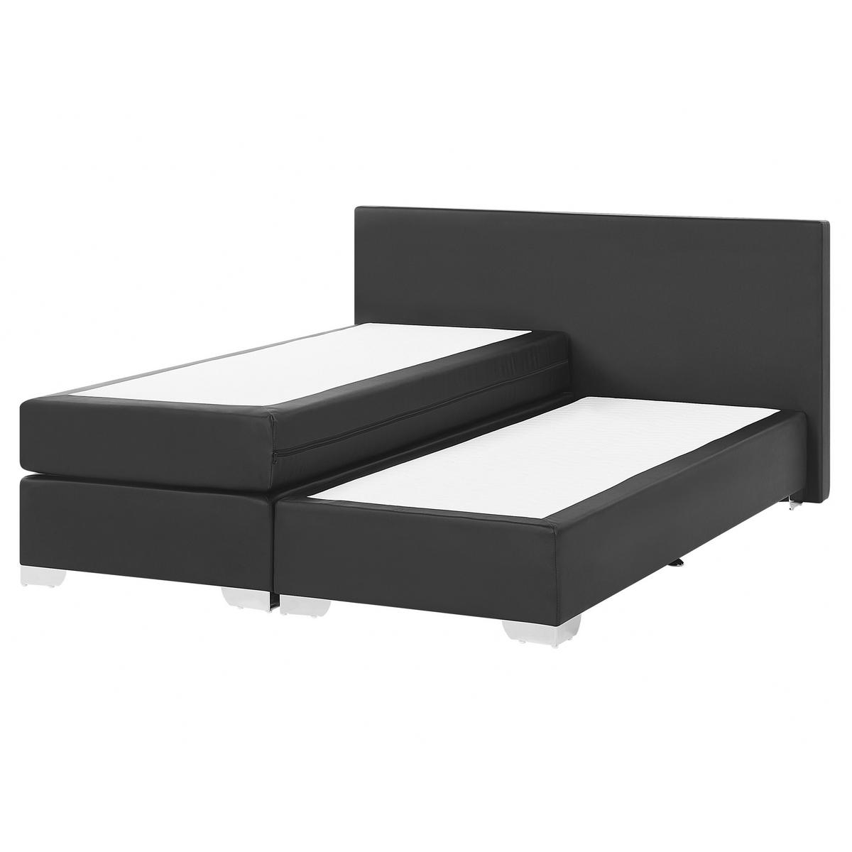BOXBETT 160/200 cm Schwarz President - Schwarz, Kunststoff/Textil (160/200cm) - Beliani
