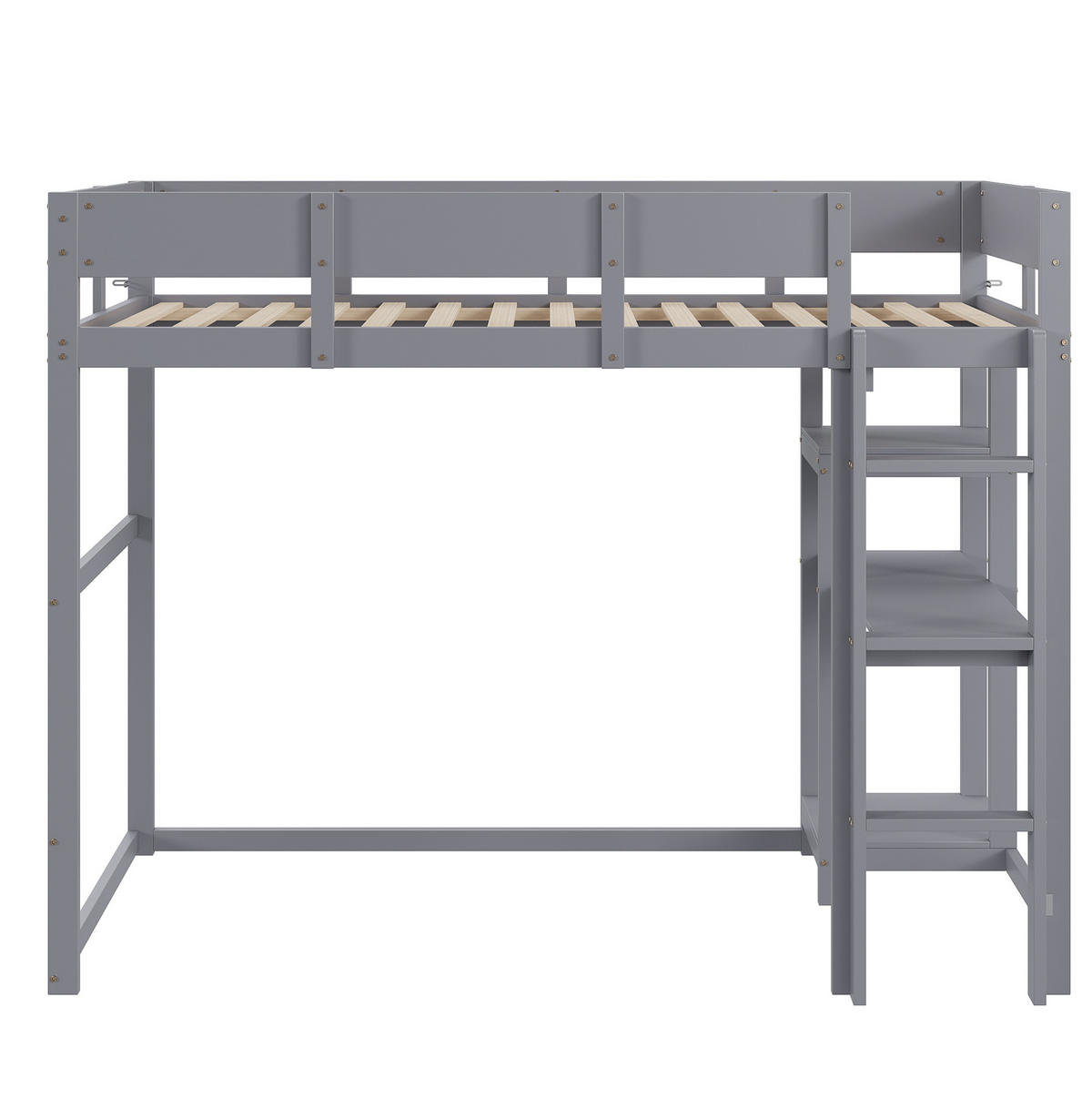 HOCHBETT 90/200 cm aus Kiefernholz mit Ablageregal, Grau - Grau, Holz (90/200cm) - OKMYHOME