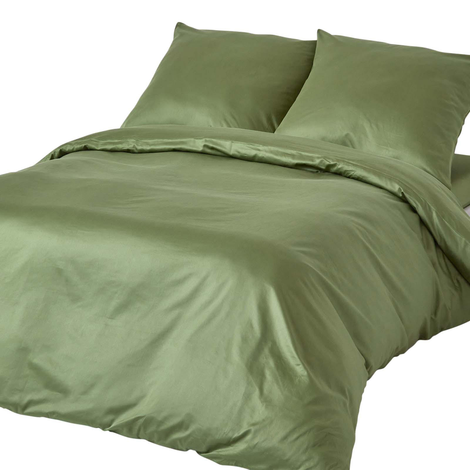 BIO-BETTWÄSCHE Satin Fadendichte 400 - Grün, Textil (240/220cm) - Homescapes