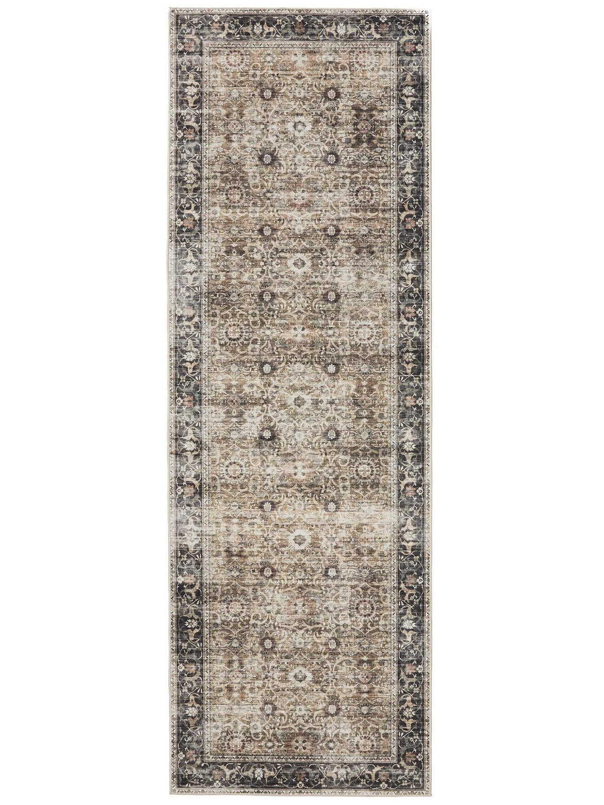 VINTAGE-LÄUFER George waschbar 80x240 cm - Taupe/Anthrazit, Kunststoff (80/240cm) - benuta