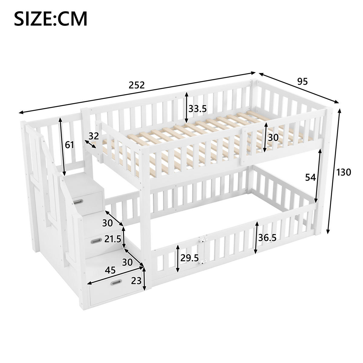 ETAGENBETT 90/200 cm weiß aus Kiefer und MDF mit Stauraumleiter - Weiß, Holzwerkstoff (90/200cm) - OKWISH