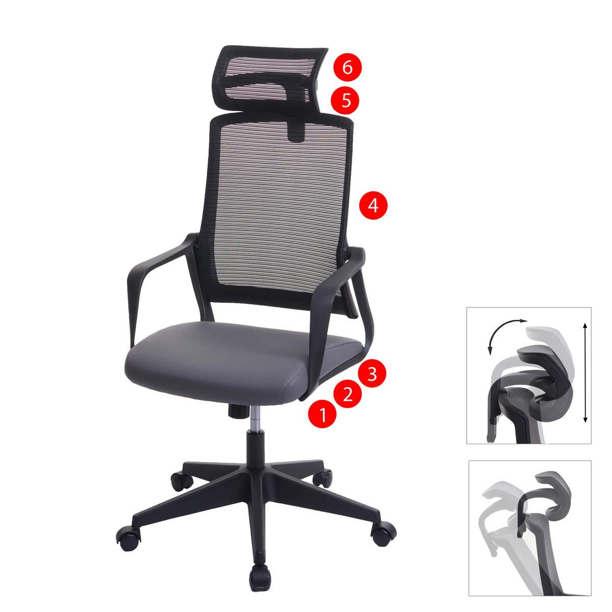 BÜROSTUHL Grau - Grau, Textil (64/128/66cm) - MCW