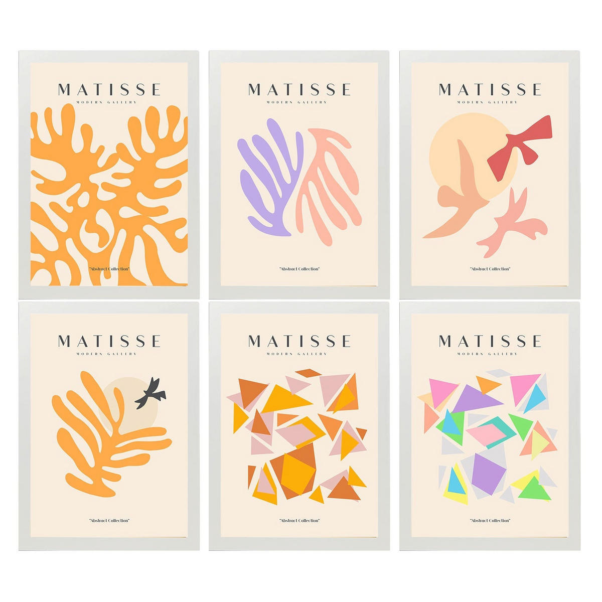 POSTER Set Mit 6 Illustrationen Von Henri Matisse Blumen A3 Weißer Rahmen - Weiß, Papier (29/3cm) - Nacnic