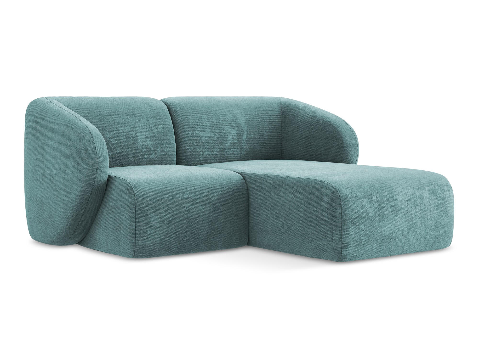ECKSOFA Rechts Chenille Stoff Blau - Blaugrau/Schwarz, Holzwerkstoff/Kunststoff (178/166cm) - Makamii