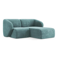 ECKSOFA Rechts Chenille Stoff Blau - Blaugrau/Schwarz, Holzwerkstoff/Kunststoff (178/166cm) - Makamii
