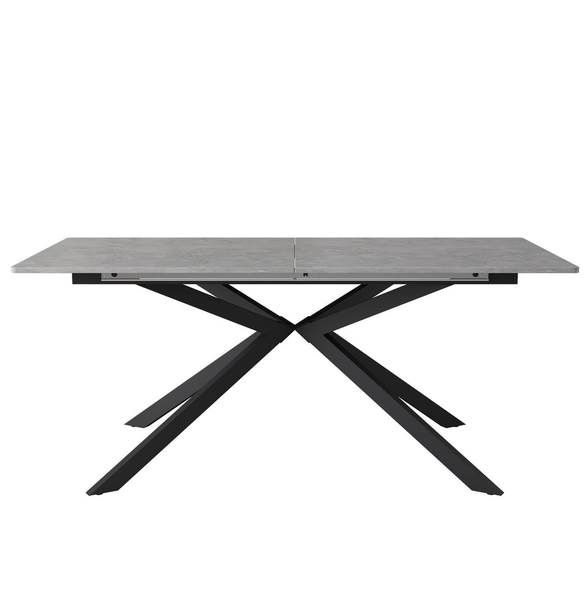 ESSTISCH 150/70/76 cm Schwarz Grau ausziehbar mit Kreuzgestell in Zementoptik - Grau, Holzwerkstoff (180/70/75.5cm) - OKWISH