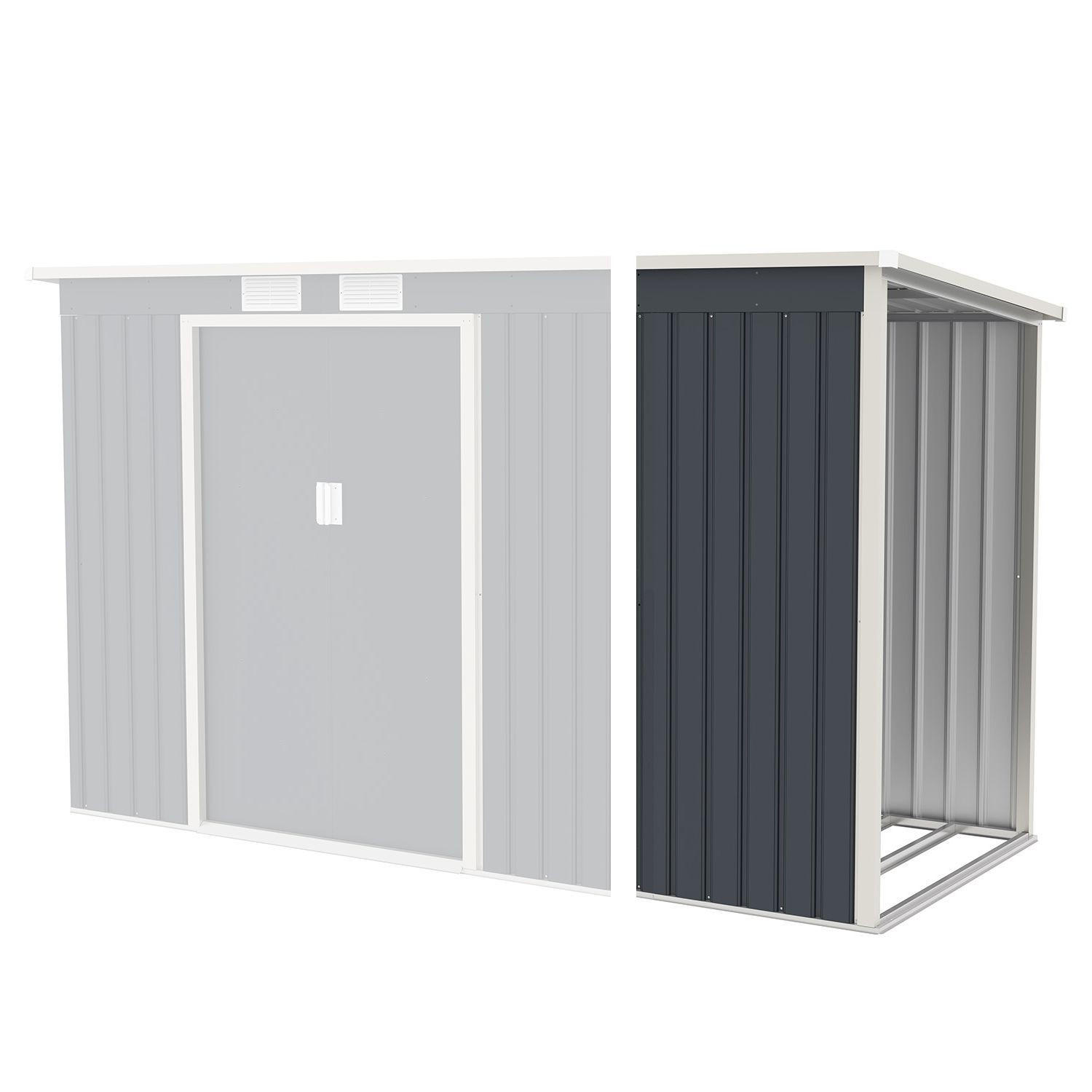 HOLZUNTERSTAND für Metall Geräteschuppen M rechts - Dunkelgrau, Metall (65/171/130cm) - Juskys
