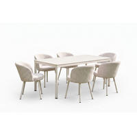 GARTEN-ESSGRUPPE INDUS 7ER SET Cremeweiß Keramik, Flachgewebe - Creme, Keramik - KAWOLA