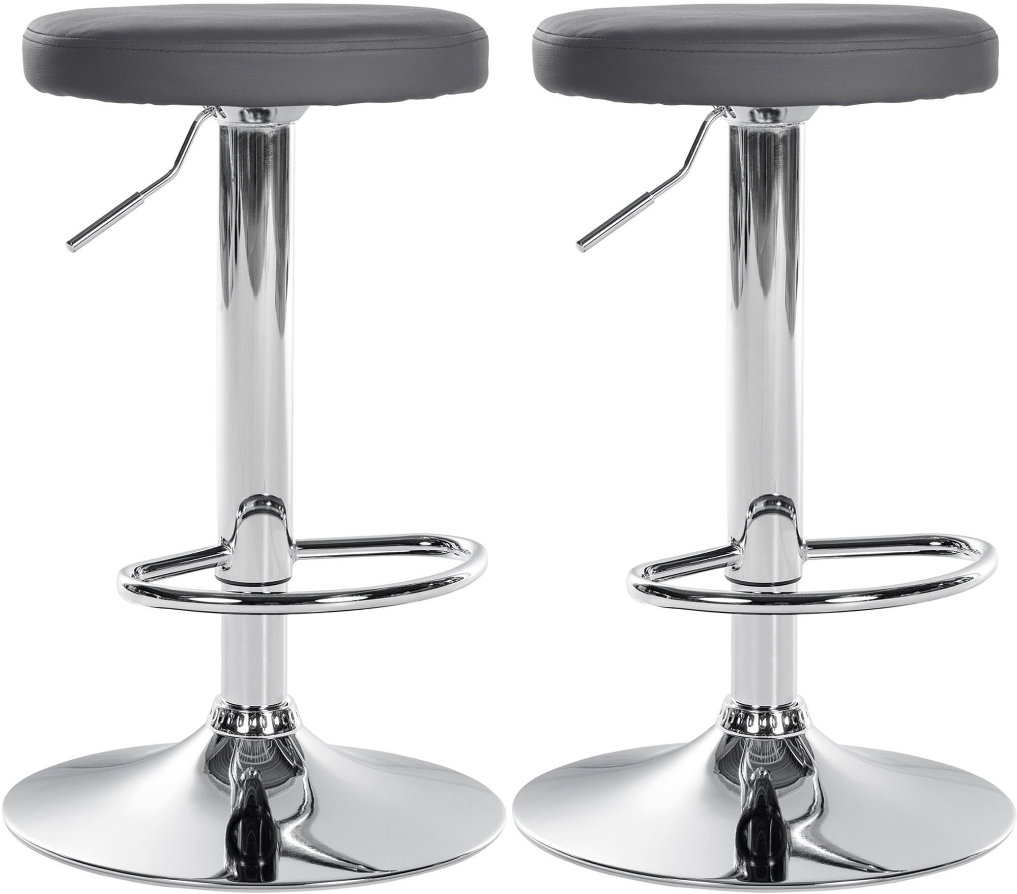 BARHOCKER 2er Set Lederlook grau - Grau, Textil/Metall (38.5/60/38.5cm) - CLP