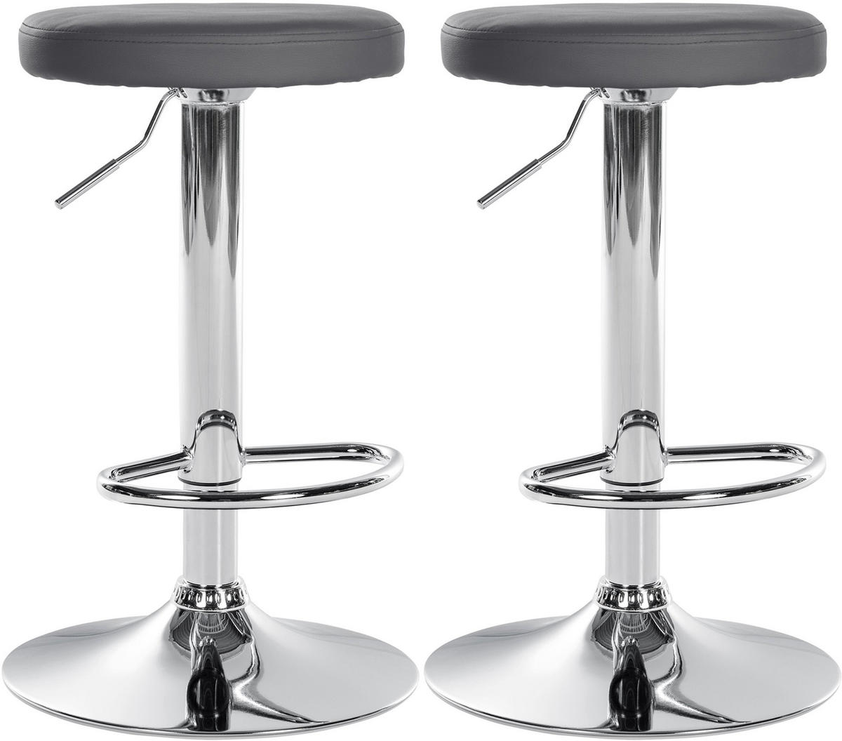 BARHOCKER 2er Set Lederlook grau - Grau, Textil/Metall (38.5/60/38.5cm) - CLP
