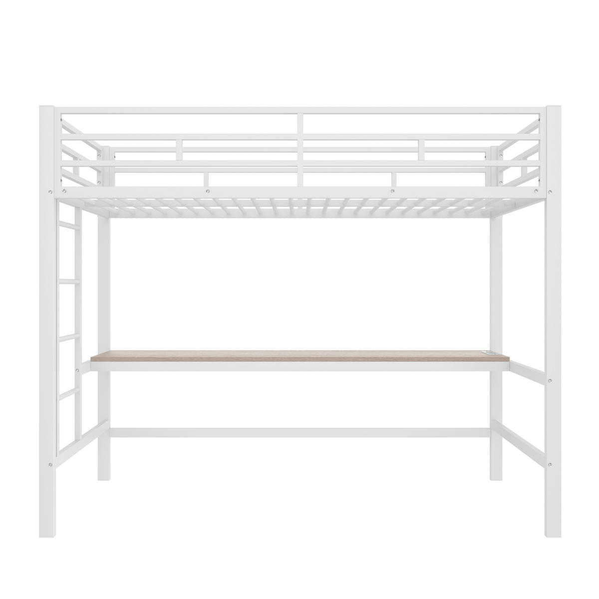 HOCHBETT 90/200 cm DE-04465, mit LED und Schreibtisch in Weiß - Weiß, Metall (90/200cm) - ComfortXL