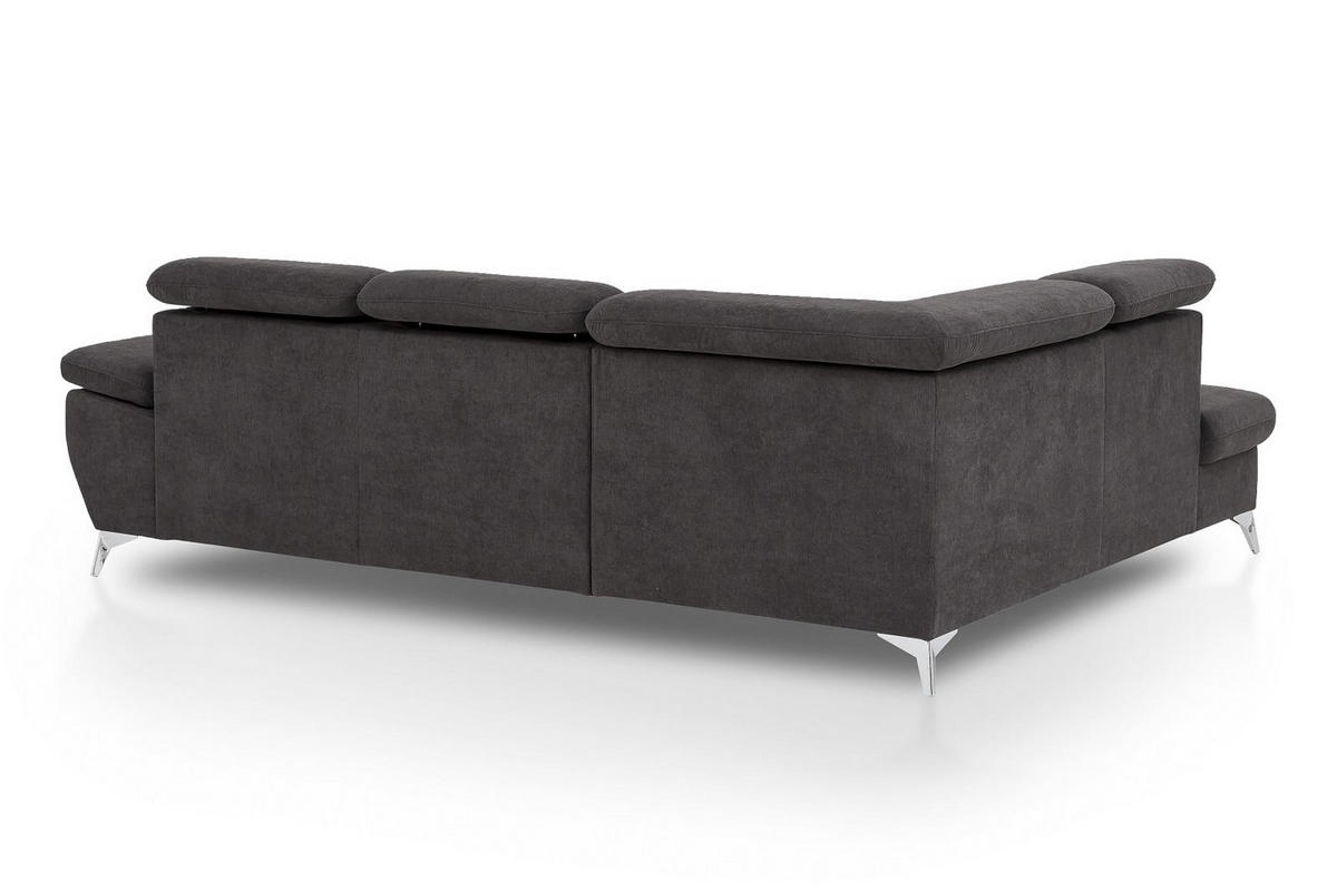 ECKSOFA mit Schlaffunktion und praktischem Bettkasten - Chromfarben/Anthrazit, Textil/Metall (256/209cm) - Cotta