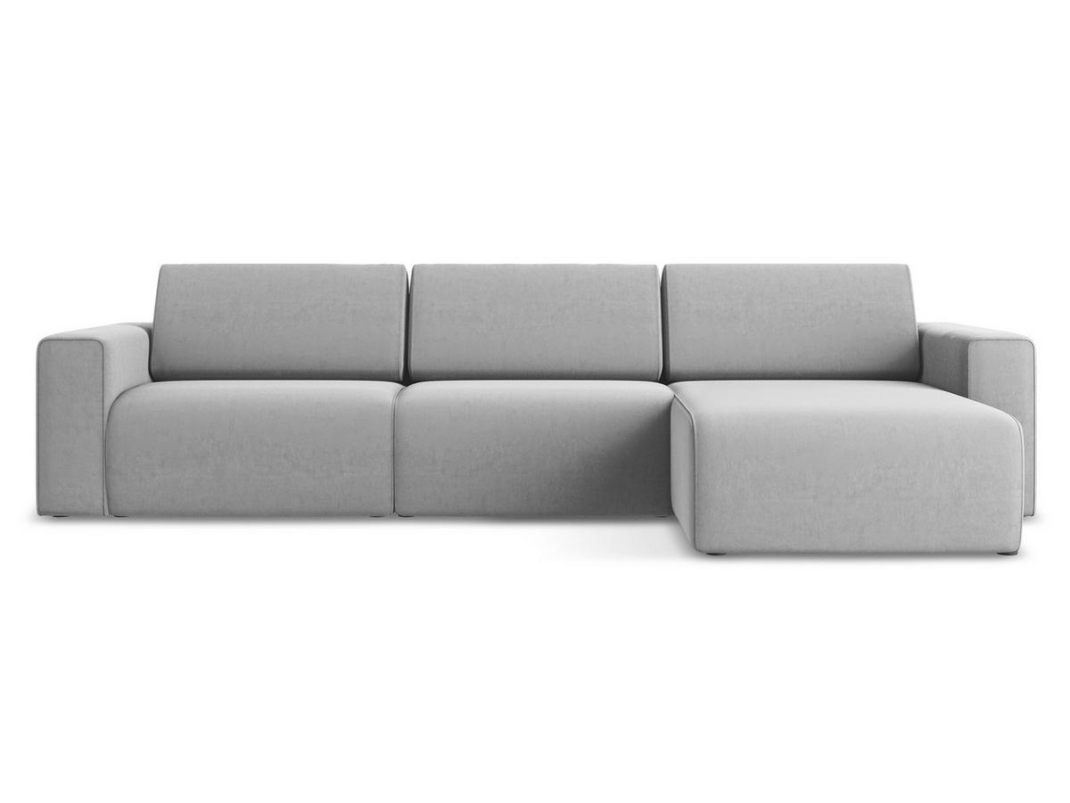 ECKSOFA Rechts Samt Stoff Grau - Creme/Schwarz, Kunststoff/Textil (314/167cm) - Makamii