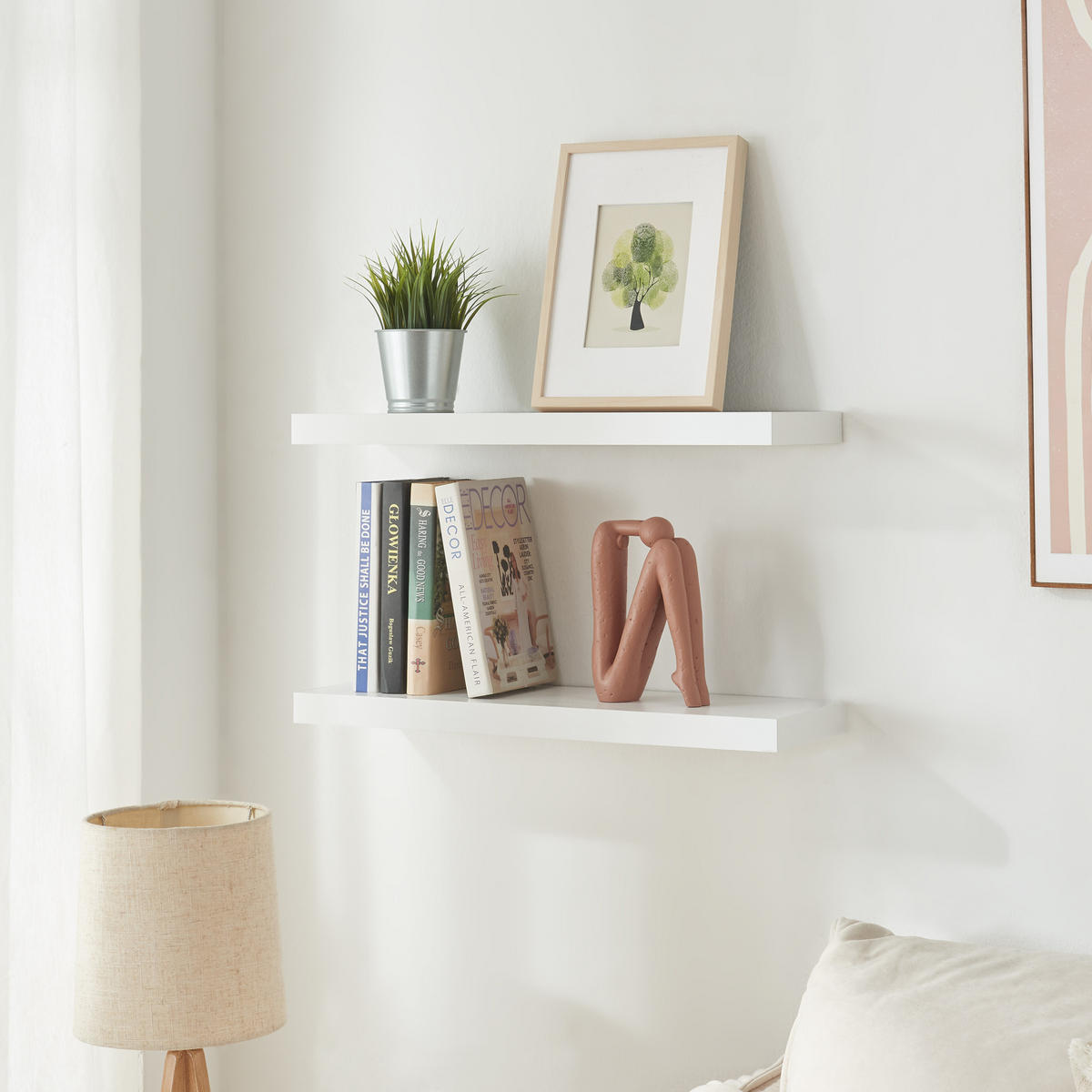 WANDREGAL-SET 2 TLG. Stranda - Weiß, Holzwerkstoff/Metall (20/4/60cm) - [en.casa]